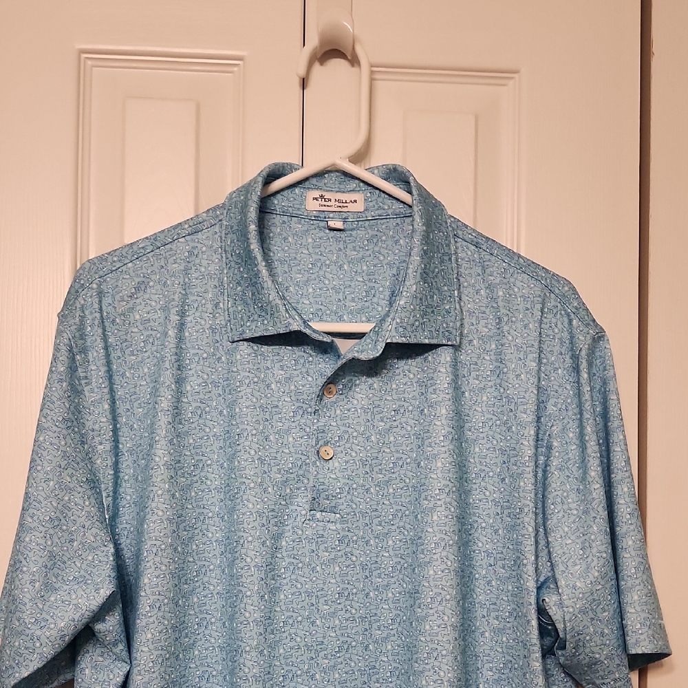 Peter Millar Vinyl And Whiskey Summer Comfort Polo Size L
